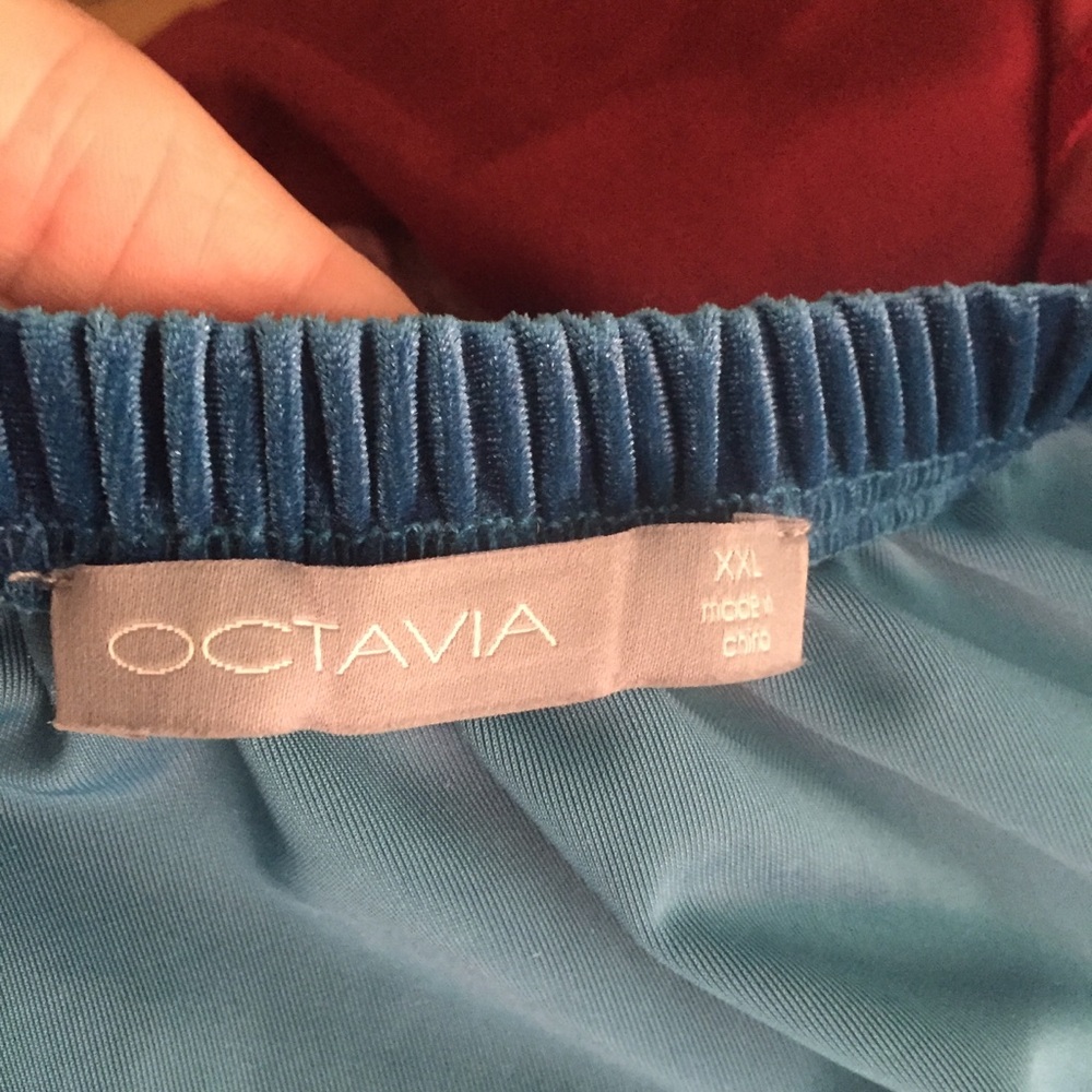 Octavia Teal Velvet Drip Shoulder Top, size XXL - Picture 4 of 6